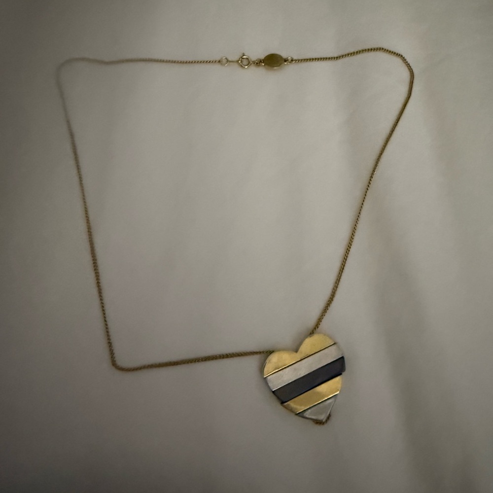 Gold and Silver Heart Pendant Necklace